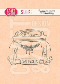 Billede: stempel de nygifte kører afsted i bil, CRAFT & YOU CLEARSTAMP “Wedding Car