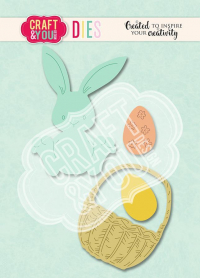 Billede: skæreskabelon påskehare og æg i kurv, CRAFT & YOU DIE “Easter Bunny