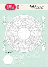 Billede: skæreskabelon ældre urskive, CRAFT & YOU DIE “Vintage Clock