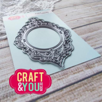 Billede: skæreskabelon rund/oval ramme med baggrundsdie, Craft & You Dies 