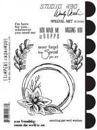 Billede: SA / Wendy Vecchi Cling Stamp + Stencil “Special Art” SCS160, Biggest stamp: 10x9cm - Stencil: 15x16,5cm, førpris kr. 160,00, nupris