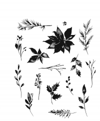 Billede: SA / Tim Holtz Cling Stamp “Winter Watercolor” TH-CMS354, 18x22cm, førpris kr. 176,- nupris