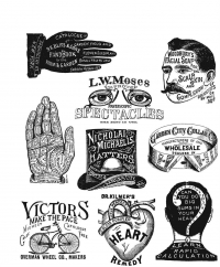Billede: SA / Tim Holtz Cling Stamp “Eclectic” TH-CMS372, 18x22cm, førpris kr. 188,- nupris