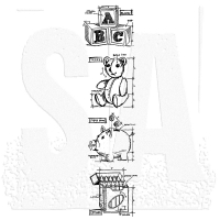 Billede: SA / Tim Holtz Cling Stamp “Baby Mini Blueprints Strip” TH-MB023, 8x26cm