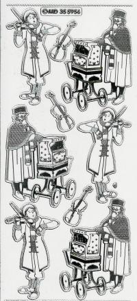 Billede: musikanter, transperant sølv stickers