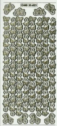 Billede: sommerfuglekant transperant guld stickers