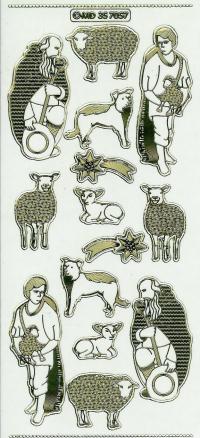 Billede: fårehyrder, transperant guld stickers