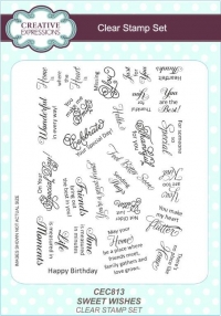 Billede: CREATIVE EXPRESSIONS STEMPEL A5 CEC813 SWEET WISHES, førpris kr. 100,00, nupris