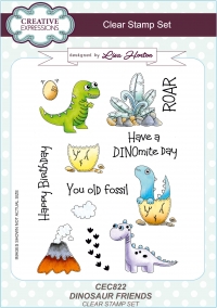 Billede: CREATIVE EXPRESSIONS STEMPEL A5 CEC822, dinosaur friends, førpris kr. 100,00, nupris