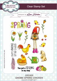 Billede: CREATIVE EXPRESSIONS STEMPEL A5 CEC825, gnome spring chicken, førpris kr. 100,00, nupris