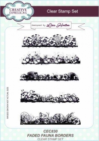Billede: CREATIVE EXPRESSIONS STEMPEL A5 CEC830, faded fauna borders, førpris kr. 100,00, nupris