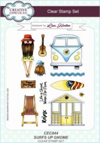 Billede: CREATIVE EXPRESSIONS STEMPEL A5 CEC844, SURFS UP GNOME, førpris kr. 100,- nupris