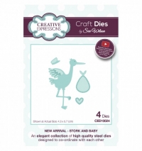 Billede: skæreskabelon Stork og Baby, CREATIVE EXPRESSIONS SUE WILSON DIES CED10024, Largest: 43x57mm