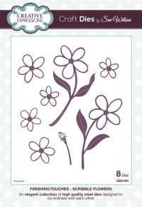 Billede: CREATIVE EXPRESSIONS SUE WILSON DIES, Scribble Flowers, blomster og blomsterhoveder, CED1441, tilbud førpris kr. 144,- nupris