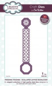 Billede: CREATIVE EXPRESSIONS SUE WILSON DIES CED1453, SCALLOPED LATTICE BUCKLE BAR, 3,2x15cm, tilbud førpris kr. 76,- nupris