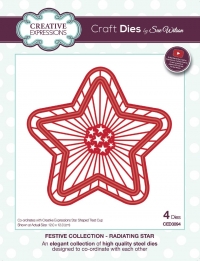 Billede: skæreskabelon CREATIVE EXPRESSIONS SUE WILSON DIES CED3094, Radiating Star, 12x12cm - PASSER TIL p370209, førpris kr. 138,00, nupris