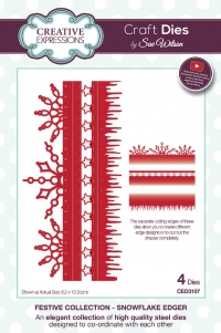 Billede: skæreskabelon julekanter, CREATIVE EXPRESSIONS SUE WILSON DIES CED3107,
6,2x12,3cm, SNOWFLAKE EDGER