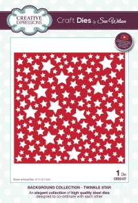 Billede: skæreskabelon stjernebaggrund, CREATIVE EXPRESSIONS SUE WILSON DIES CED3127,
12,7x12,7cm, TWINKLE STAR