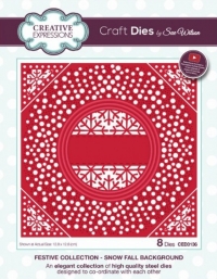 Billede: skæreskabelon CREATIVE EXPRESSIONS SUE WILSON DIES CED3136, 12,8x12,8cm, Festive Collection, Snow Fall Background