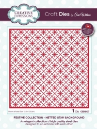 Billede: skæreskabelon CREATIVE EXPRESSIONS SUE WILSON DIES CED3137, 12,8x12,8cm, Festive Collection, Netted Star Background