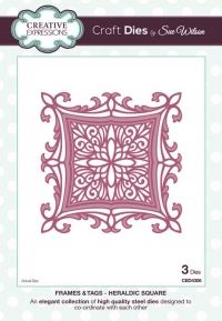 Billede: CREATIVE EXPRESSIONS SUE WILSON DIES, Heraldic Swuare, 10x10cm, CED4306, passer med stempel nre. p360652, p360653, p360654 og p360655