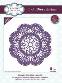 Billede: skæreskabelon CREATIVE EXPRESSIONS SUE WILSON DIES CED4365, 10,6x10,6cm, frames and Tags - Claire