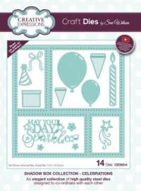 Billede: skæreskabelon fest, Shadow Box Collection Celebrations, 12,0x12,0cm, Creative Expressions, Sue Wilson