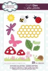 Billede: skæreskabelon CREATIVE EXPRESSIONS DIES CEDLH1019, BY LISA HORTON, Biggest: 8x4,2cm, Garden Critters