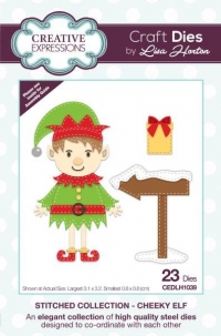 Billede: CREATIVE EXPRESSIONS DIES CEDLH1039, STITCHED COLLECTION - CHEEKY ELF, Biggest: 3,1x3,2cm