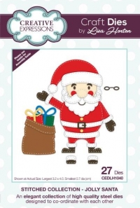 Billede: CREATIVE EXPRESSIONS DIES CEDLH1040, STITCHED COLLECTION - JOLLY SANTA, Biggest: 3,2x4cm