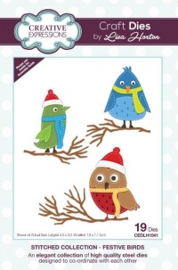 Billede: CREATIVE EXPRESSIONS DIES CEDLH1041, STITCHED COLLECTION - FESTIVE BIRDS,
Biggest: 4,5x3,2cm