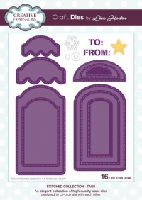 Billede: CREATIVE EXPRESSIONS DIES CEDLH1046, STITCHED COLLECTION - TAGS, Biggest: 6,3x11,5cm