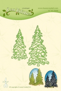 Billede: skære/prægeskabelon 2 juletræer, LEANE DIE CUT/EMB “Christmas Trees” 45.3608, passer sammen med p384227