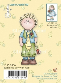 Billede: stempel dreng med rose, 55.9456, leane de graaf, førpris kr. 50,- nupris
