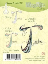 Billede: Leane Stempel 55.0669, Thanks eller doodle Thanks, førpris kr. 40,00, nupris