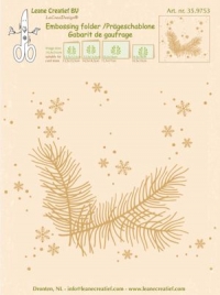 Billede: Leane Embossingfolder 35.9753 14,4x16cm, stor grangren og snekrystaller, førpris kr. 46,- nupris