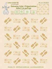 Billede: Leane Embossingfolder 14,4x16cm 35.0225, graveske og gaffel, førpris kr. 48,00, nupris