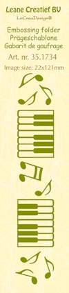 Billede: Leane Embossingfolder “Music” 35.1734, 22x121mm, førpris kr. 22,- nupris