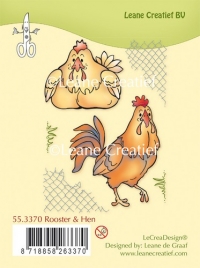 Billede: LEANE CLEARSTAMP “Rooster & Hen” 55.3370, høne og hane, førpris kr. 40,00, nupris
