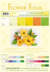 Billede: Leane Flower Foam A4 0,8mm “Assortment Set 4” 6 assorterede farver 25.4087, Inklusiv vejledning