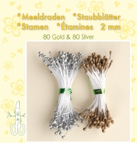 Billede: Leane Stamen 2mm 80 Matt + 80 Pearl “Gold & Silver” 26.4438, støvdragere