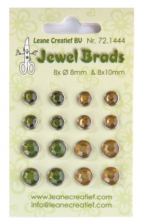 Billede: Leane Jewel Brads 8x8mm & 8x10mm “Mos Green & Light Gold” 72.1444