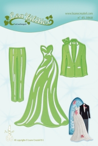 Billede: skære/prægeskabelon brudeparrets tøj, LEANE DIE CUT/EMB “Dress & Suit” 45.3868, førpris kr. 74,- nupris