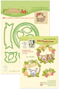 Billede: skære/prægeskabelon og stempler krans med dyr, LEANE DIE & STAMP CUT/EMB “Wreath with pets” 45.5381