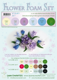 Billede: Leane Flower Foam A4 0,8mm “Assortment Set 7” 6 assorterede farver 25.4971, Inklusiv vejledning
