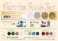 Billede: LEANE GLITTER FOAM A4 “Set 1, Gold / Silver” 4 ASSORTEREDE FARVER 25.5183