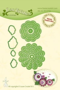 Billede: skæreskabelon 2 blomster, LEANE DIE CUT/EMB “Nested Flower” 45.5756, passer til Flower Peel off stickers