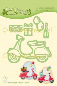 Billede: skære/prægeskabelon scooter til fest og farver, LEANE DIE CUT/EMB 