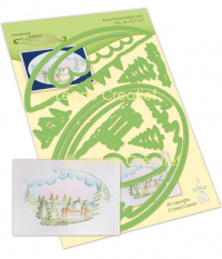 Billede: skære/prægeskabelon oval til opbygning af vinterlandskab, LEANE DIE CUT/EMB 