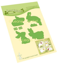 Billede: skæreskabelon 4 legesyge kaniner, LEANE DIE CUT/EMB 